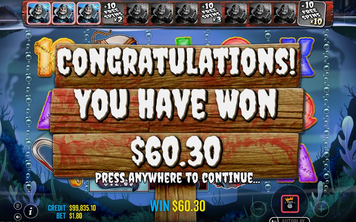 Win screen: a line win on the reels